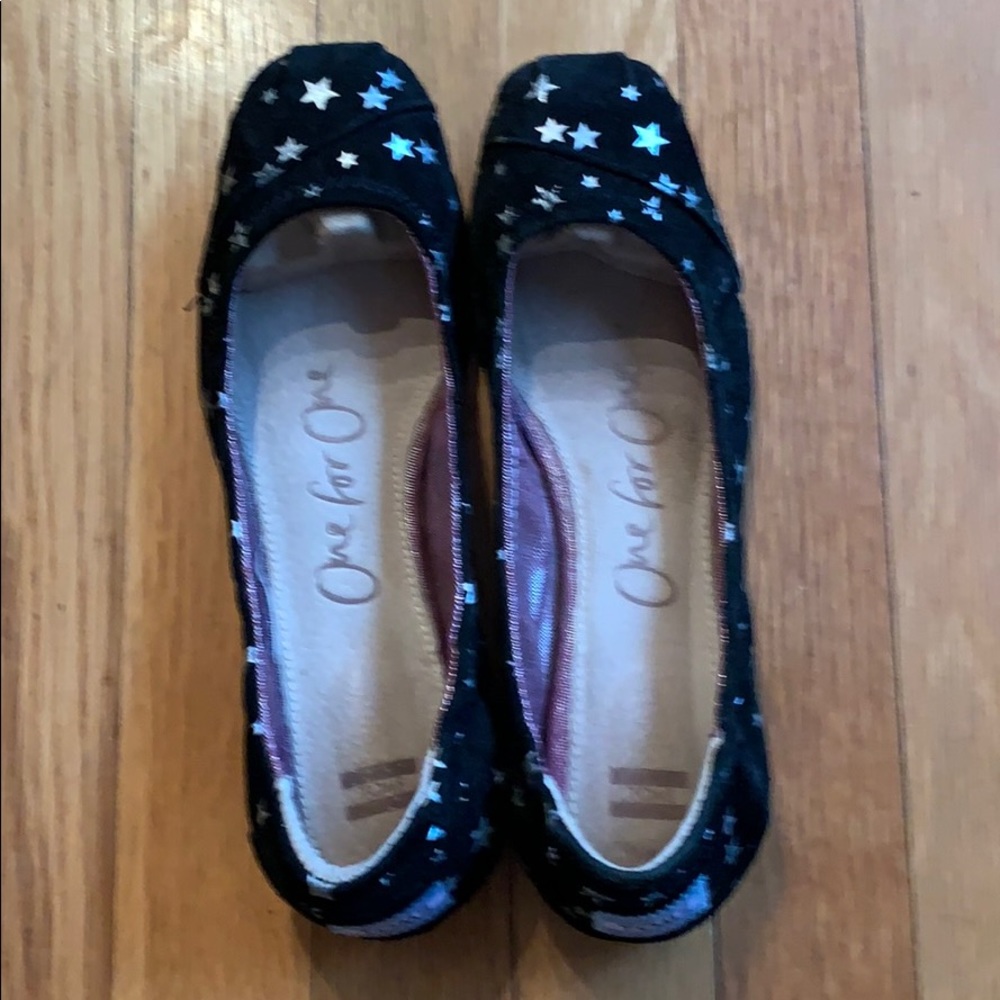 Toms Ballet Flats Black Suede Stars.